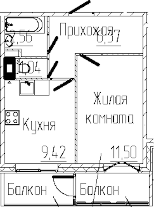 1-комнатная квартира 32.95 м², 7/8 эт., ЖК «SERTOLOVO PARK»